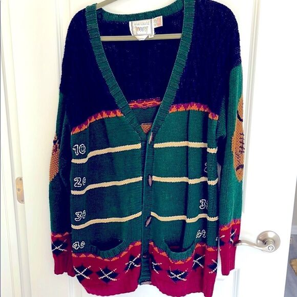 Vintage Football Field Gameday  Cardigan Toggle Closures Unisex Men’s M
Women XL - Picture 1 of 12